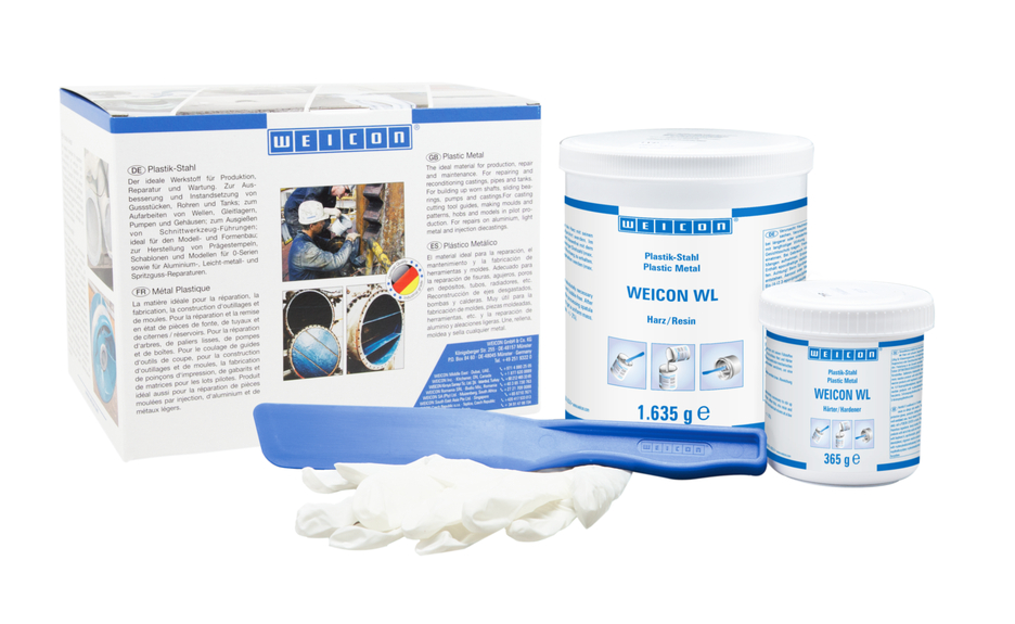 WEICON WL ซีเมนต์เหล็กเติมเต็มพื้นผิว | อีพอกซีเรซินที่เติมเซรามิก เพื่อการป้องกันการสึกหรอสูง
