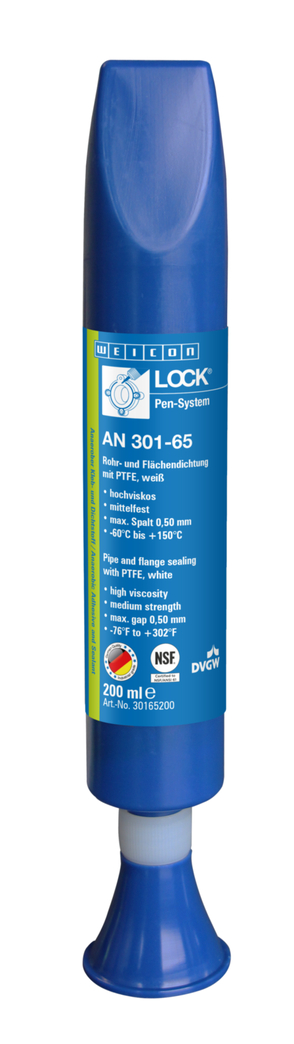กาวล็อคเกลียว AN 301-65  ซึลท่อและหน้าแปลน | ใช้งานกับ PTFE, ความแข็งแรงปานกลาง, ผ่านการรับรองใช้กับการผลิตน้ำดื่ม