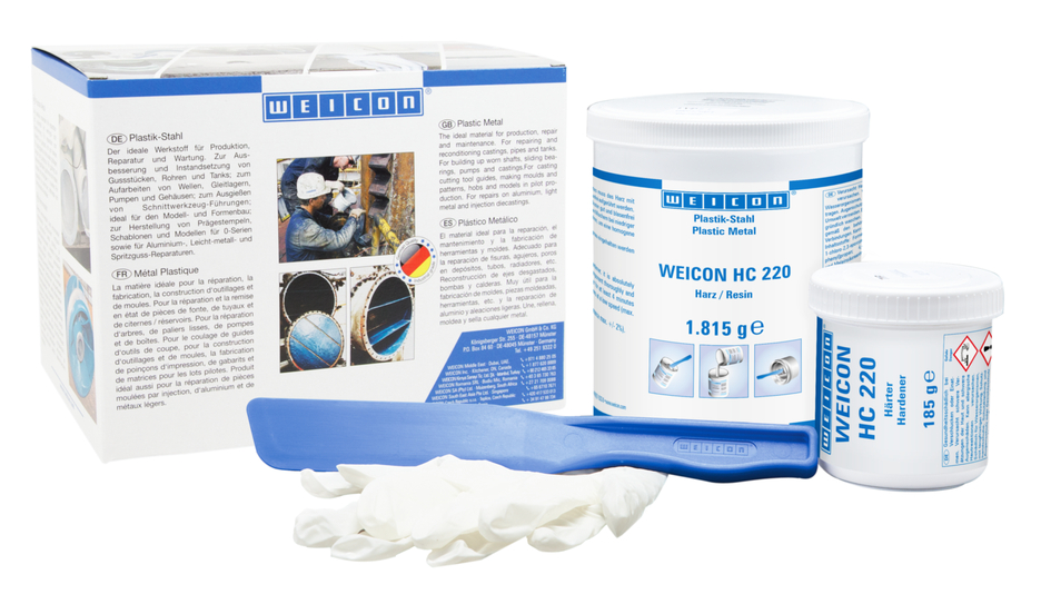 WEICON Ceramic HC 220  ซีเมนต์เหล็กเติมเต็มพื้นผิว | อีพอกซีเรซิน ที่เติมเซรามิก  ทนอุณหภูมิสูง สำหรับการเคลือบป้องกันการสึกหรอ