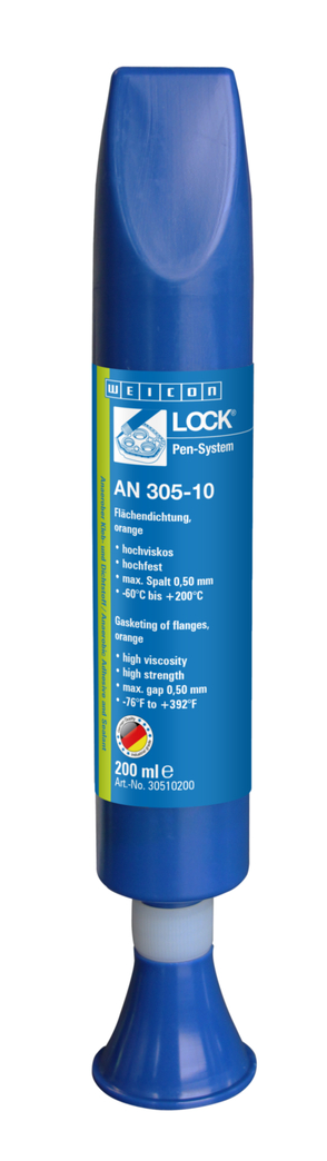 กาวล็อคเกลียว AN 305-10  ซีลหน้าแปลน | สำหรับซีลหน้าแปลน, ความแข็งแรงสูง,ความเข้มข้นสูง, ผ่านการทดสอบจากสถาบันแห่งชาติเพื่อการวิจัยและทดสอบวัสดุ (BAM) ประเทศเยอรมัน