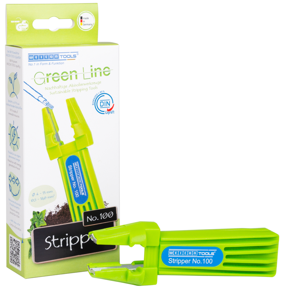 Stripper No. 100 Green Line | เครื่องมือปอกสายที่ยั่งยืน | เครื่องปอกสายอเนกประสงค์ ช่วงการทำงาน 0.5 - 16 มม.² / 4 - 13 มม. Ø