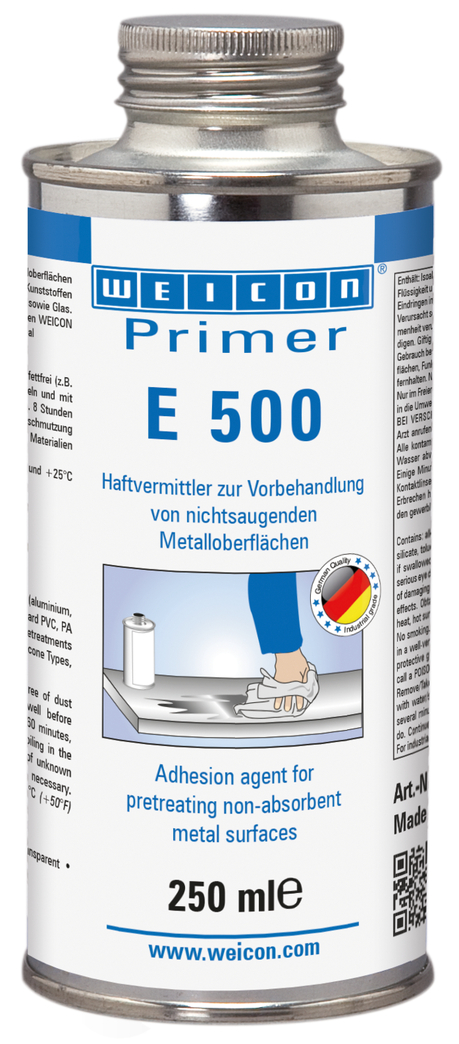 Primer E 500 | ตัวช่วยยึดติดสำหรับพื้นผิวโลหะที่ไม่ดูดซึม โดยเฉพาะซิลิโคน