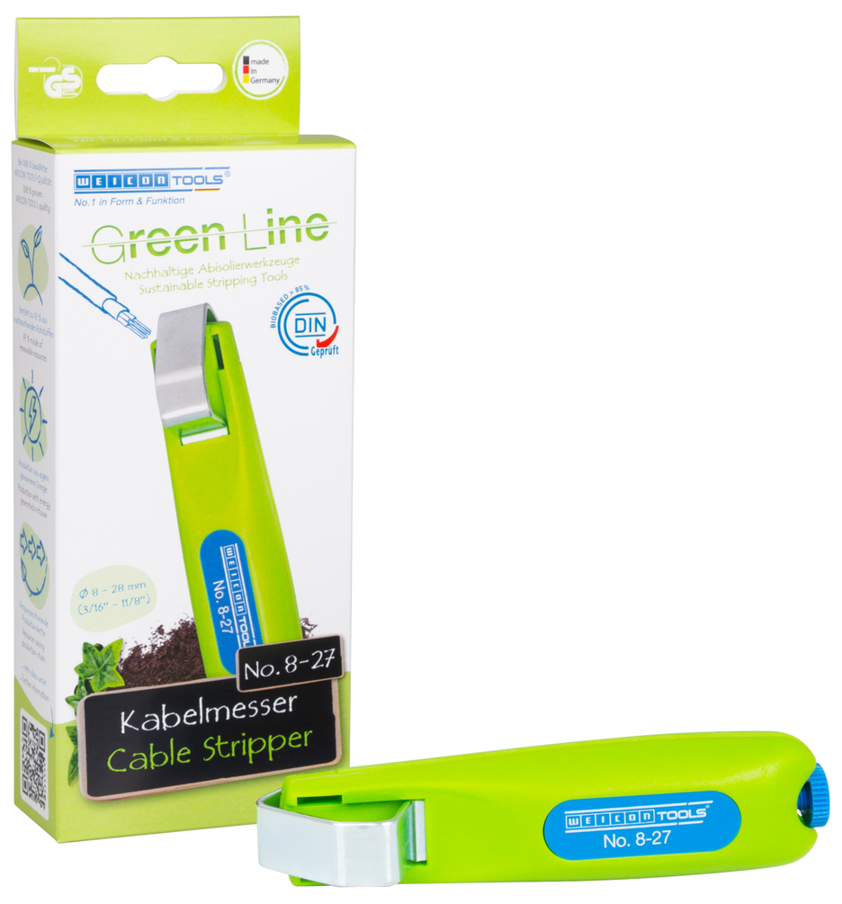 เครื่องปอกสายเคเบิล รุ่น 8-27 Green Line | เครื่องมือปอกสายที่ยั่งยืน | ช่วงการทำงาน 8 - 28 มม. Ø
