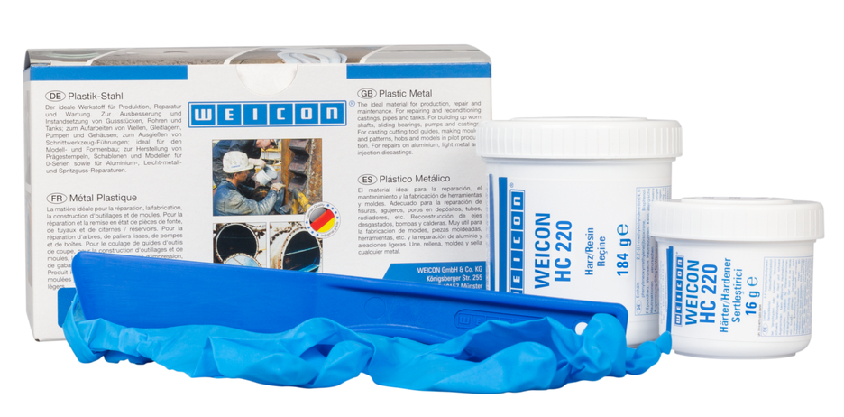 WEICON Ceramic HC 220  ซีเมนต์เหล็กเติมเต็มพื้นผิว | อีพอกซีเรซิน ที่เติมเซรามิก  ทนอุณหภูมิสูง สำหรับการเคลือบป้องกันการสึกหรอ