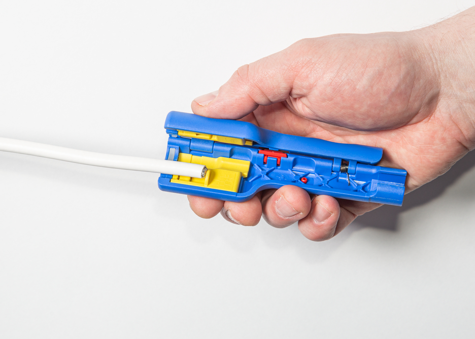 Coax-Stripper หมายเลข 1 F Plus - เหมาะสำหรับปลั๊ก F-compression connectors | สำหรับการลอกและการลอกสายโคแอกเซียล รวมถึงเครื่องมือช่วยในการคลายเกลียว