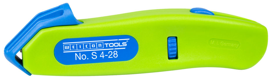 เครื่องปอกสายเคเบิล รุ่น S 4 - 28 Green Line | เครื่องมือปอกสายที่ยั่งยืน | พร้อมใบมีดตะขอที่สามารถดึงกลับได้ | ช่วงการทำงาน 4 - 28 มม. Ø
