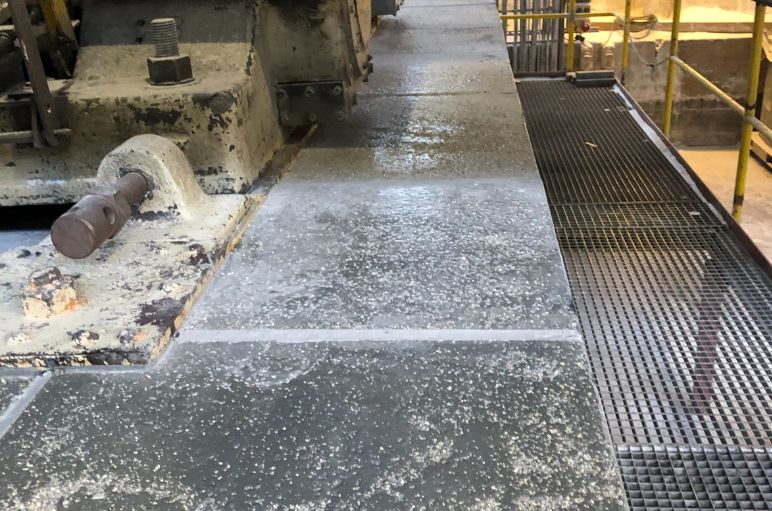 Repaired floor slab