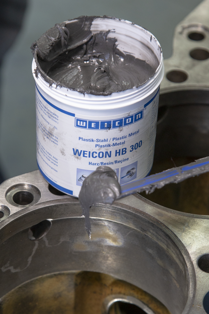 WEICON HB 300 ซีเมนต์เหล็กเติมเต็มพื้นผิว | อีพอกซีเรซิน ทนอุณหภูมิสูง สำหรับการซ่อมแซมและการขึ้นรูป