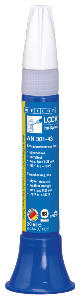 WEICONLOCK® AN 301-43 กาวล็อกเกลียว | ความแข็งแรงปานกลาง, ผ่านการรับรองใช้กับการผลิตน้ำดื่ม