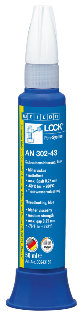 WEICONLOCK® AN 302-43 กาวล็อกเกลียว | ความแข็งแรงปานกลาง, ความเข้มข้นสูง, ผ่านการรับรองใช้กับการผลิตน้ำดื่ม
