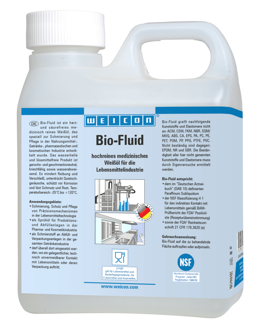 Bio-Fluid | น้ำมันหล่อลื่นและบำรุงรักษาสำหรับอุตสาหกรรมอาหาร | ได้รับการขึ้นทะเบียน NSF H1