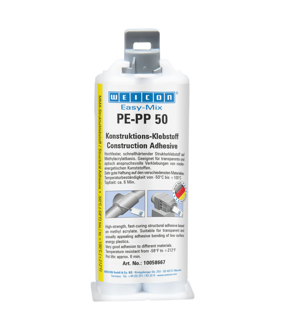 กาวอะครีลิกสำหรับโครงสร้าง  ผสมง่าย PE-PP 50 | กาวสำหรับโครงสร้าง  ที่ใช้เมทิลอะคริเลต    สำหรับพลาสติกชนิดพิเศษ