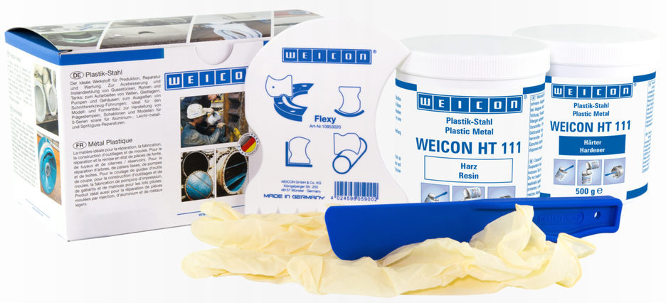 WEICON HT 111 ซีเมนต์เหล็กเติมเต็มพื้นผิว | อีพอกซีเรซิน ทนอุณหภูมิสูง สำหรับการซ่อมแซมและการขึ้นรูป