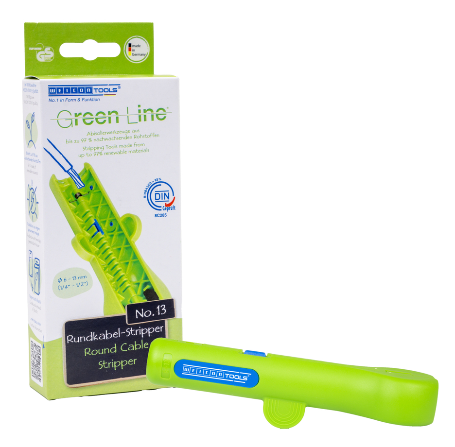 เครื่องลอกสายรอบหมายเลข 13 รุ่น Green Line | เครื่องมือลอกสายที่ยั่งยืน I สำหรับการลอกสายรอบทั่วไปทั้งหมด I ช่วงการทำงาน 6.0 - 13.0 มม. Ø