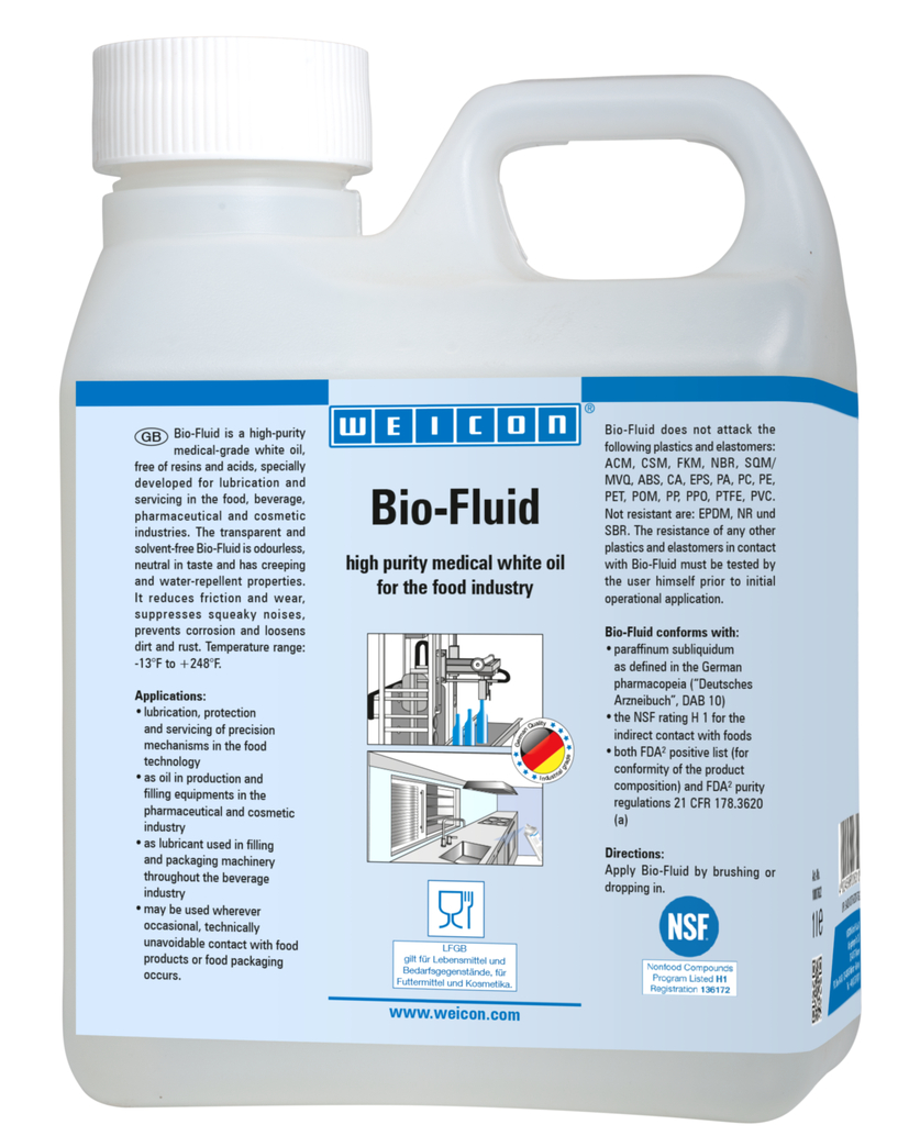 Bio-Fluid | น้ำมันหล่อลื่นและบำรุงรักษาสำหรับอุตสาหกรรมอาหาร | ได้รับการขึ้นทะเบียน NSF H1